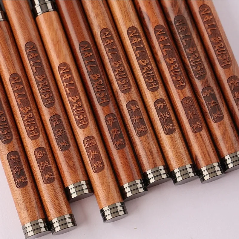 12種類のサンダルウッドハンドルネイルブラシ、マニキュアラインペイント、グラデーションUVジェルエクステンションビルダー描画ペン