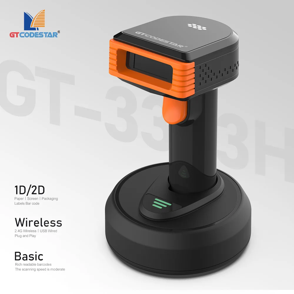 GTCODESTAR GT-3303H 2D Handheld USB Scanner Wired Barcode Reader 2.4G Wireless Barcode Scanner 1D QR Code Scanner for POS