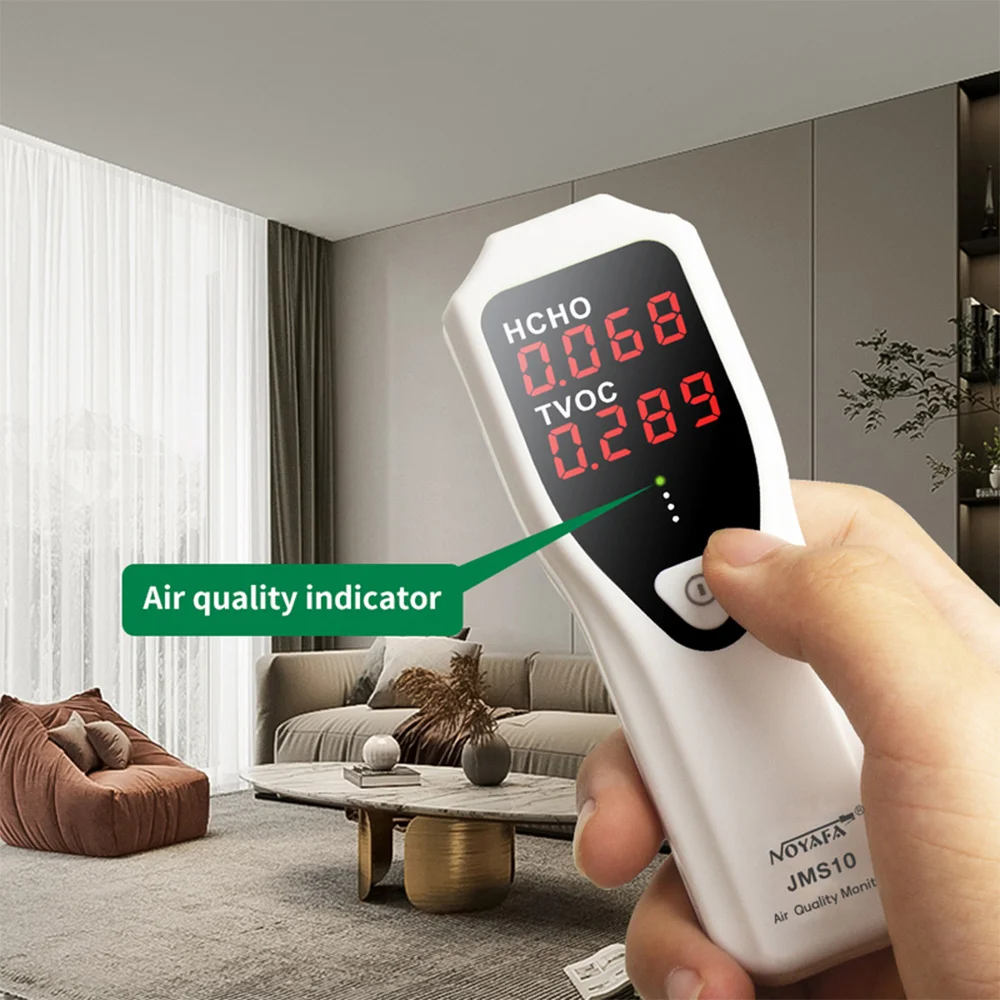 NOYAFA Portable Formaldehyde Detector Indoor Air Quality Monitor HCHO and TVOC Monitor with Audible Alarm LED Indicator for Home