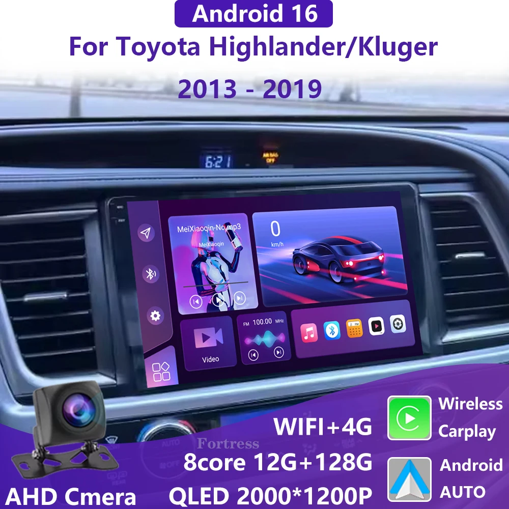 Android 16 Carplay для Toyota Highlander Kluger 3 XU50 2013 2014-2019 GPS-навигация Видео Автомобильный монитор Автомобильный радиоэкран DSP 2k