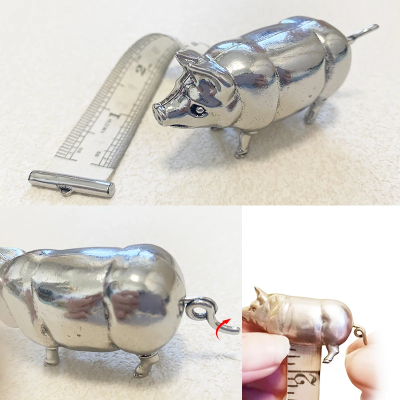 Pig Shape Mini Tape Measure,Household Metal Measuring Tape Fun Pig Tape Measure, Manual Measuring Ruler