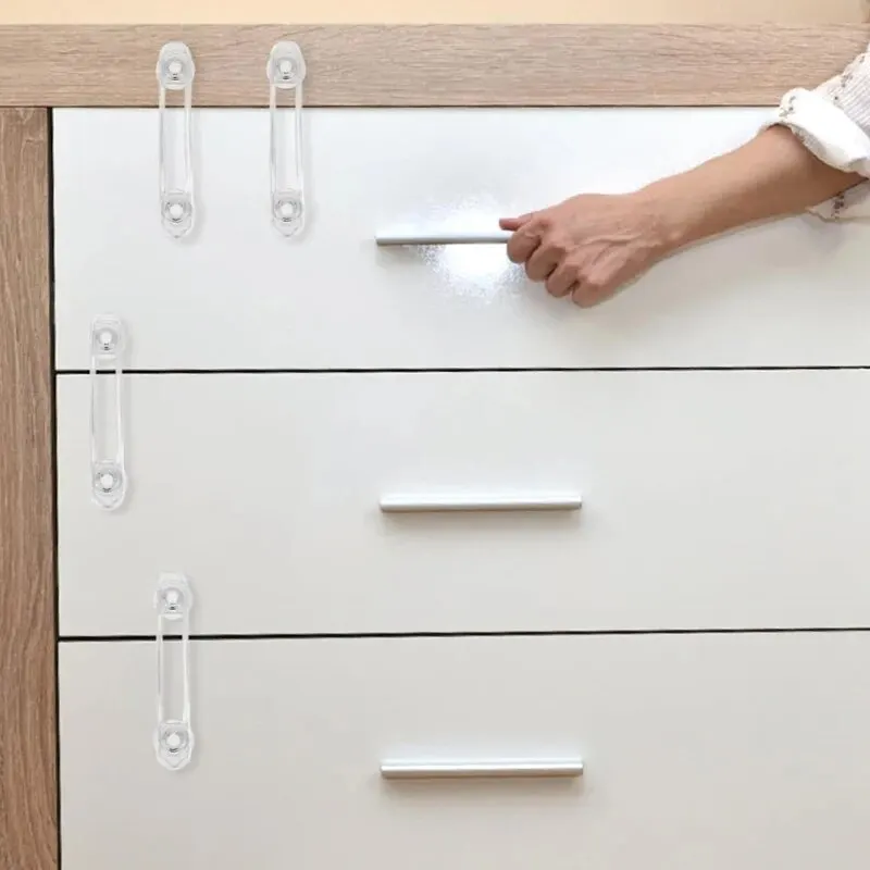 5 قطعة قفل أمان للأطفال شفاف مضاد للفتح حزام ناعم قفل أمان متعدد الوظائف قفل ثلاجة لدرج الطفل