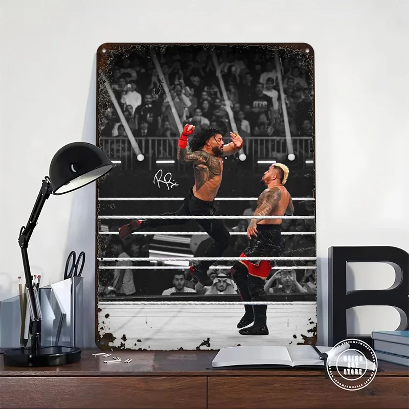 المهام الرومانية ومصارع Sikoa المعدني علامة جدار الفن ركن القهوة بار خمر ريترو تين علامات للديكور المنزل الداخلي #2