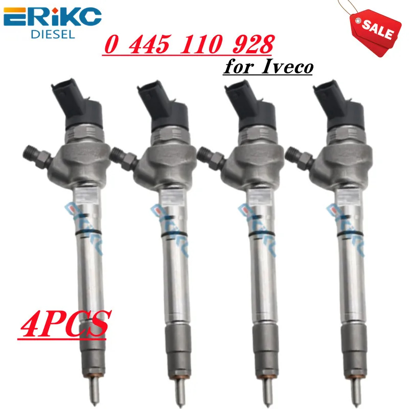 ERIKC 4PCS 0445110928 Common Rail Fuel Nozzle 0 445 110 928 Diesel Injector 0445 110 928 FOR Bosch Iveco F1C