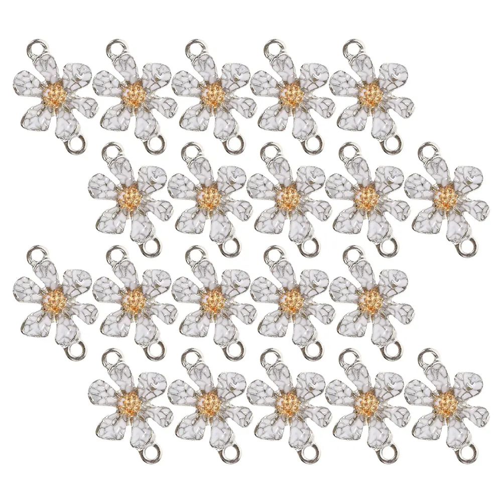 

20pcs White Alloy Charms Lightweight Flower Shaped Accessories for DIY Jewelry Making Bracelet Pendants Necklace Decorations