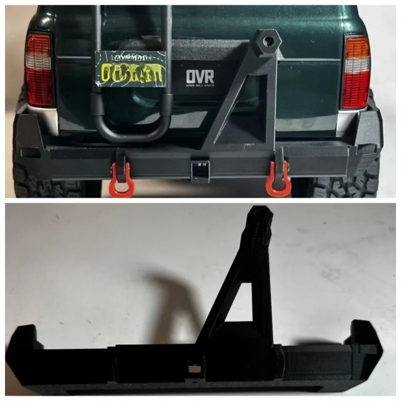 FMS FCX10 LC80 Pro 1/10 RC Crawler Rear Bumper with Spare Tire Carrier, ABS D-Ring Shackle Mount Bumper Upgrade for LC80