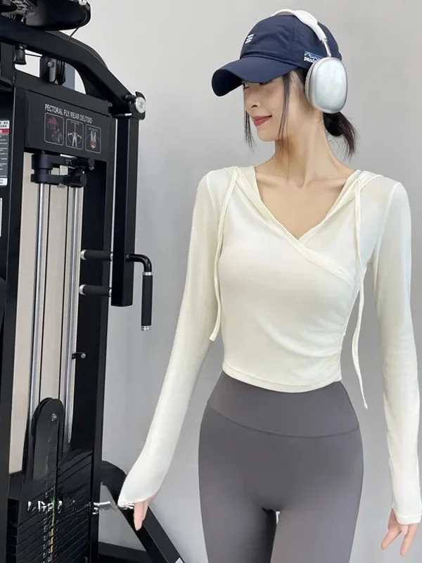 Nuova tracolla V-ne lunga Sve Yoga Top Abbigliamento casual da donna Abbigliamento fitn da corsa all'aperto Capispalla dimagrante traspirante