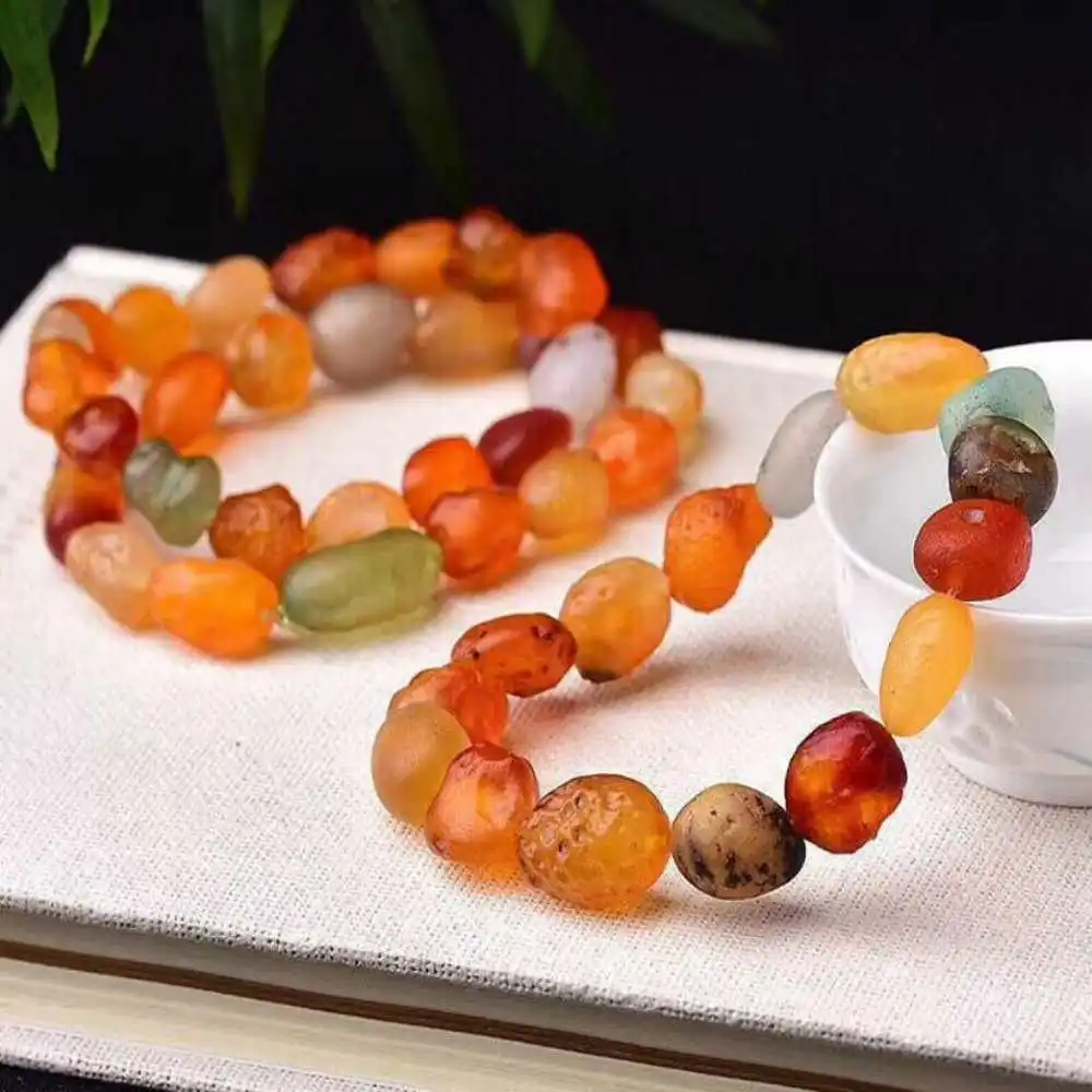 1pcs 13MM Natural Jade Colored Gemstone Lucky Bracelet Gift Yoga National Style Wrist Yoga Inspiration spread Prayer