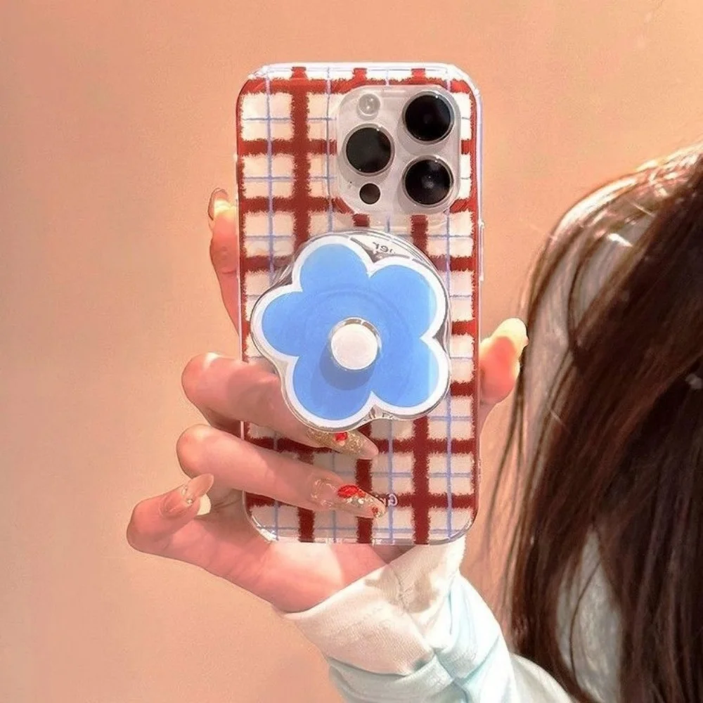 Lindo teléfono magnético Magsafe con flor giratoria adecuado para iPhone 17 estuche de carga inalámbrica soporte para teléfono