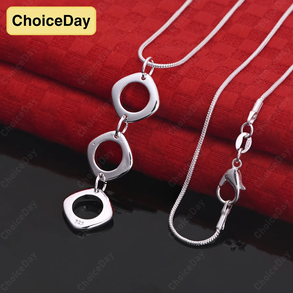 

ChoiceDay 925 Sterling Silver Delicate 3 Square Necklace Women Gift Jewelry Party Accessories Fashion