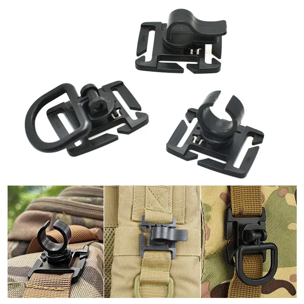 Rotatable Drinking Tube Clip Molle Hydration Bladder Drinking Straw Tube Trap Hose Webbing Clip for Camelbak-Water Pack Bag