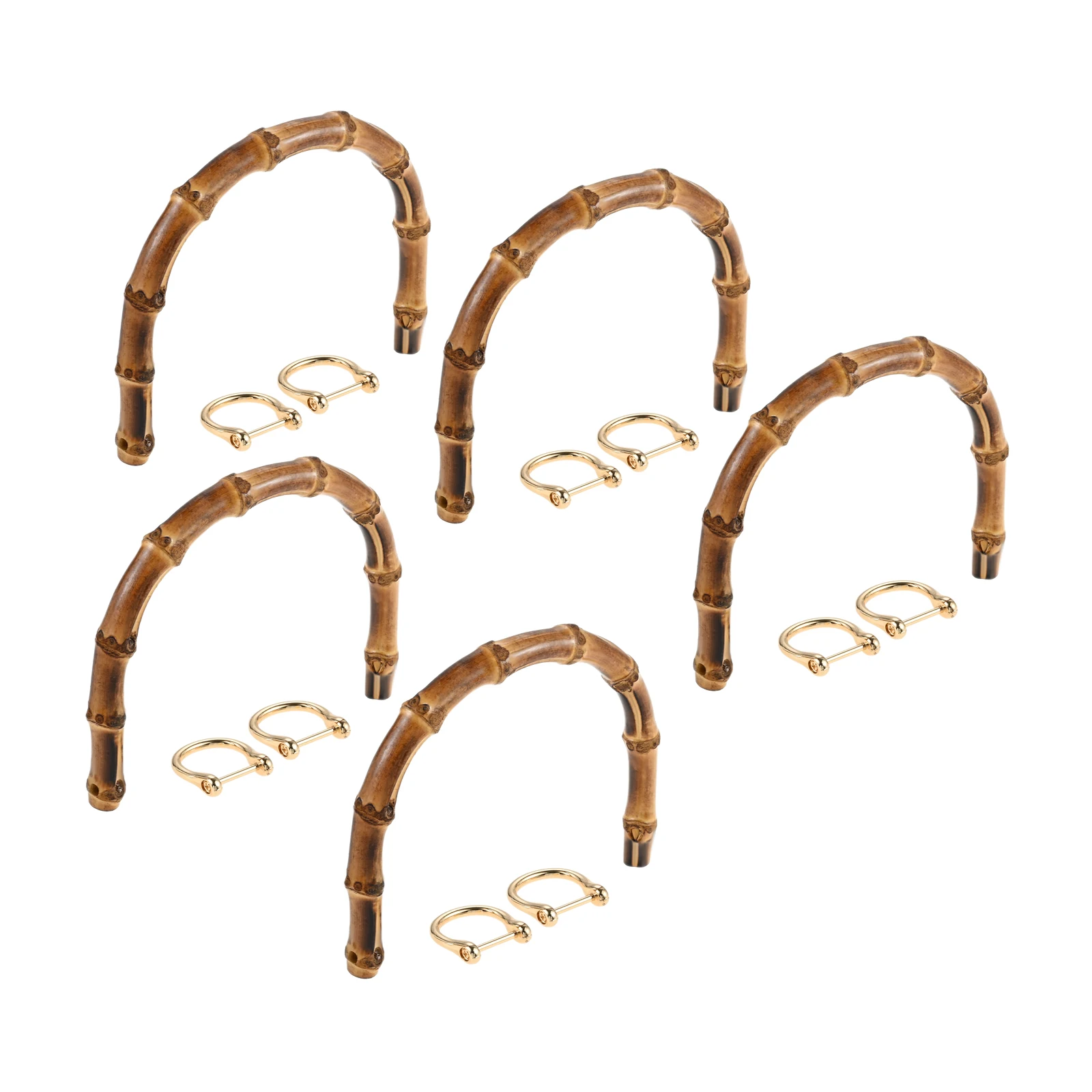 

5Pcs U-Shaped Handbag Handles Bamboo Bag Handles with Gold Metal Buckle for Beach Bags Straw Handbags Making