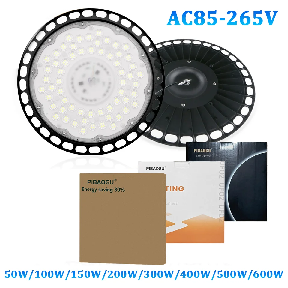 

Супер яркий светодиодный светильник UFO High Bay AC189-265V 50W-300W IP66 Водонепроницаемый коммерческий промышленный гаражный мастерский Тренажерный зал Рыночная лампа