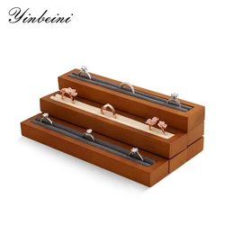 YinBeini-Suporte de exibição de madeira com microfibra, Ring Storage Organizer, Rack Showcase para loja, SM018