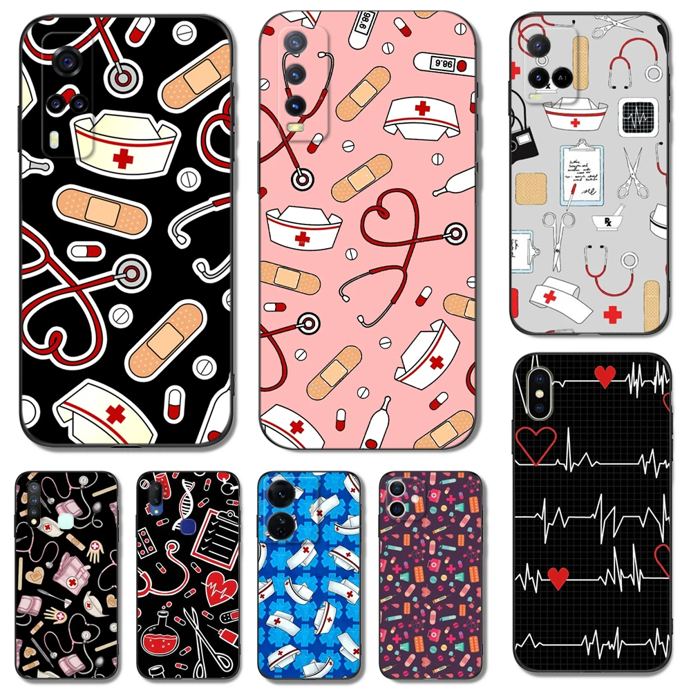 Черный чехол ТПУ для Vivo Y52 Y70 Y70s Y70T Y71 Y71A Y72 Y73S Y75 Y76 Y75 Y81 5G 2020, медсестра, медицинская медицина