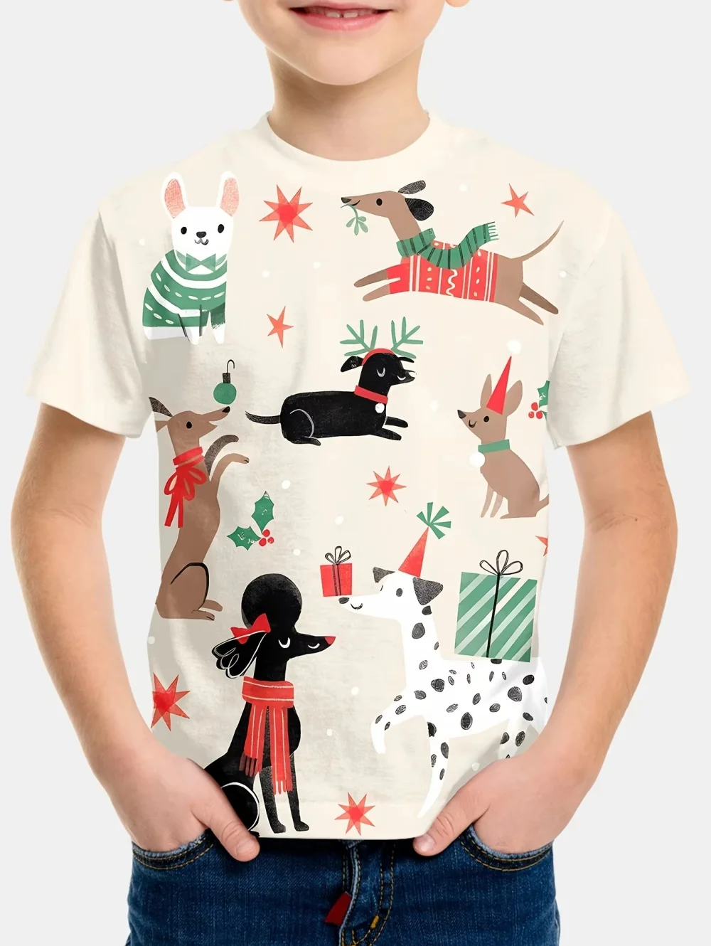

Cute Dog Pattern Boys' T-Shirt Summer Short Sleeve Tops Fashion Animal 3D Print Boys Clothes Street Trendy Children's Clothing