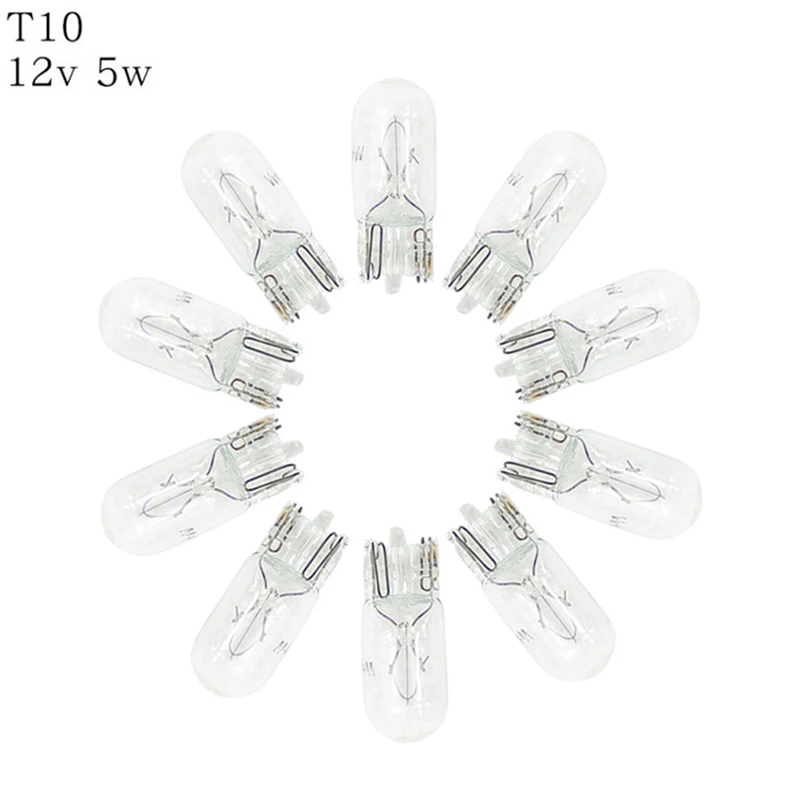 New 10pcs 12V T10 W5W Car Halogen Bulbs Auto Instrument Reading Clearance Lamp
