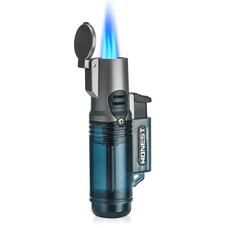 Honest Three Flame Cigar Lighter Portable Windproof Blue Flame Cigar Inflatable Butane Lighters Smoking Appliance Without Box