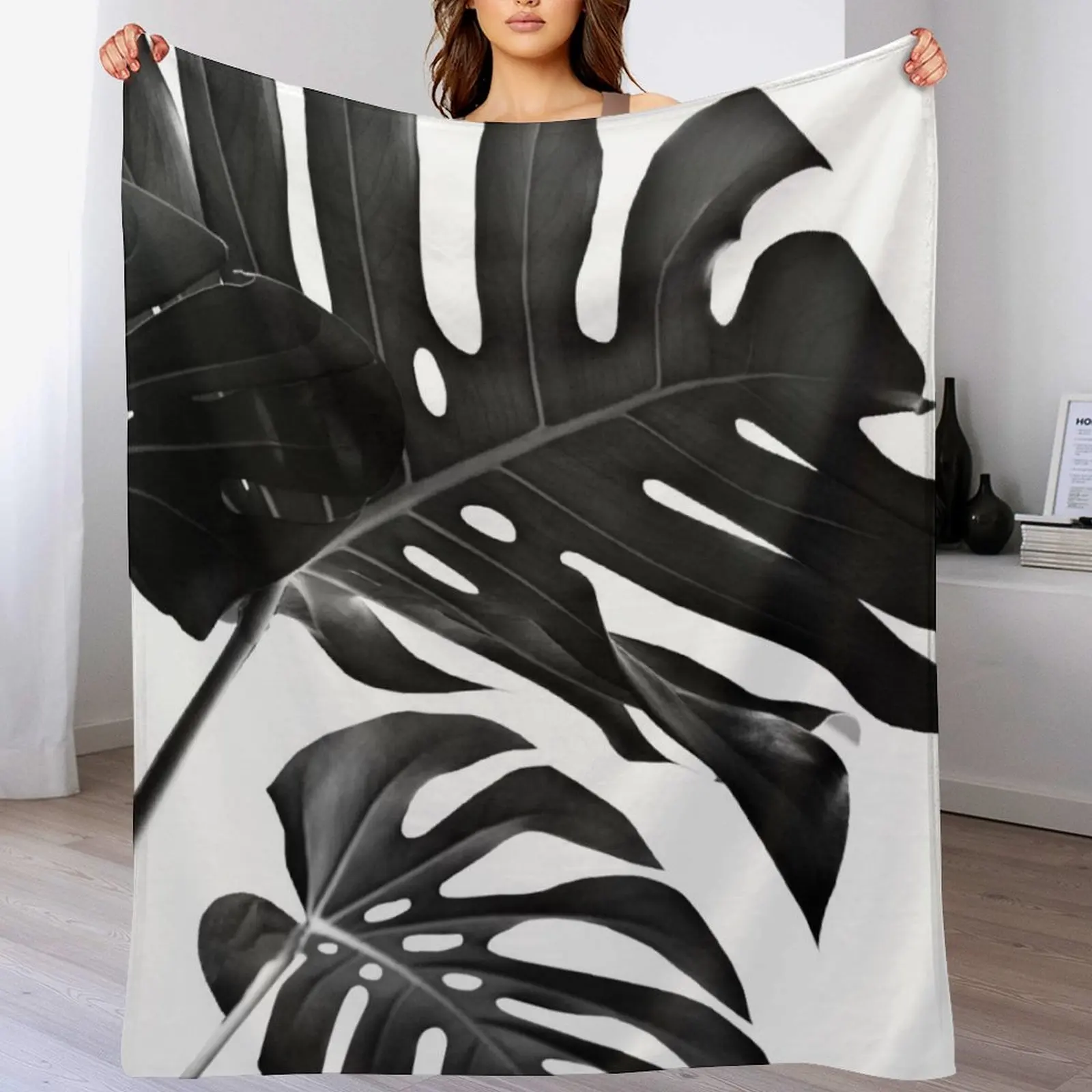 Tropical Monstera Finesse #2 #minimal #decor #art Throw Blanket Luxurious Soft Blanket Holiday Gift for Family