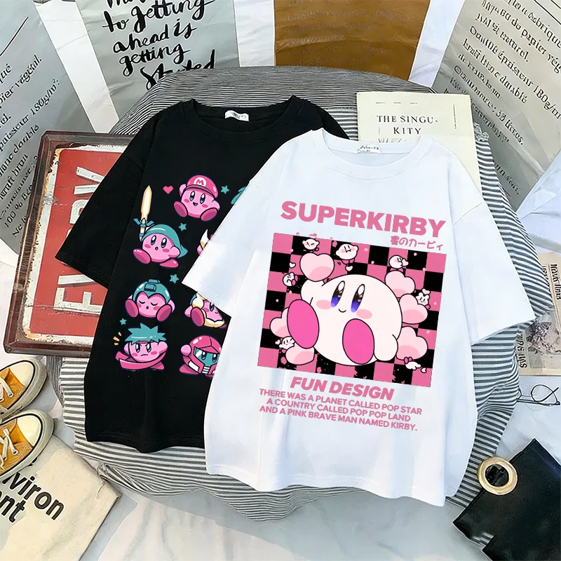 

Kirbys Adult T Shirt Anime Cartoon Print Short Sleeve Man Women Cotton Breathable Tops Kawaii Tees Casual T Shirt Summer Clothes