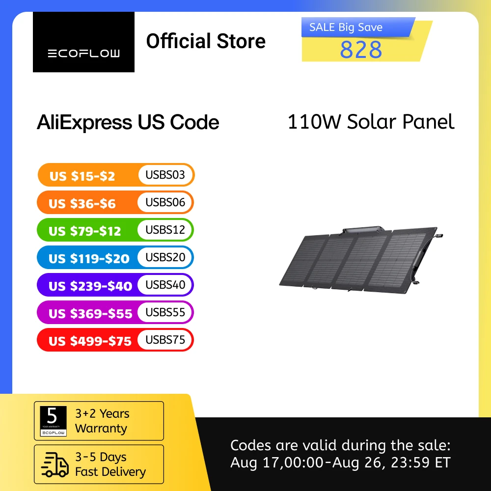 ECOFLOW Portable Solar Panel, Foldable with Carry Case, High 23% Efficiency, IP68 Water & Dustproof Design for Camping, RVs