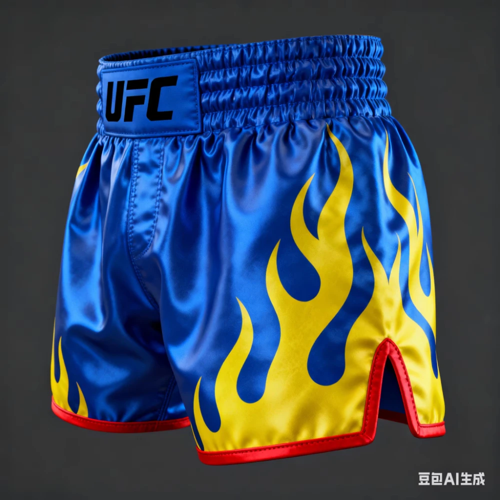 

UFC New Blue Flame Boxing Shorts Men Oversized Breathable Quick Drying MMA Training Shorts Octagonal Cage Fighting Sports Shorts