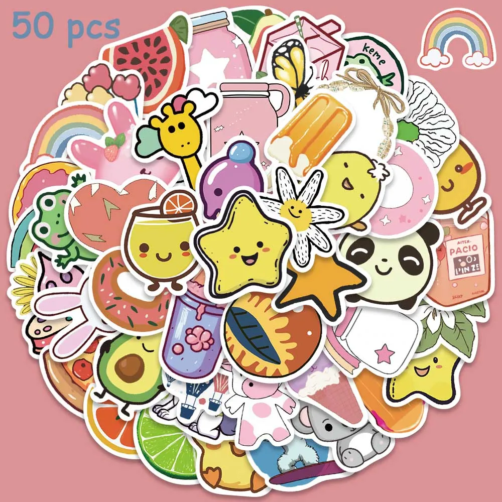 50pcs Cute VSCO Stickers Cartoon Children Toys Decals For Laptop Skateboard Scrapbooking Stationery Motorcycle Bike Stickers