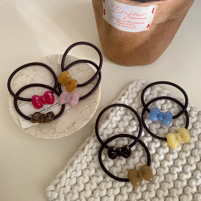 

Korean Small Bow Solid Color Hair Ties Cute Sweet High Elasticity Ponytail Holders for Women Girls Non Slip Daily Hair Accessory