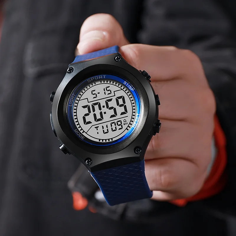 Multi color contrasting circle simple electronic watch light multifunctional student watch men's watch