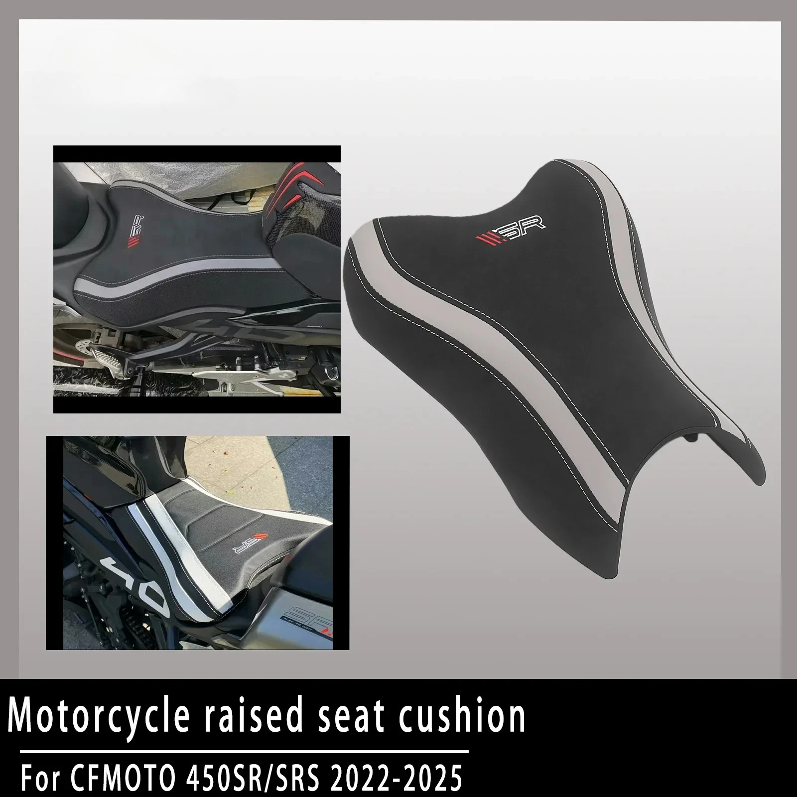 

Para motocicletas CFMOTO 450SR/SRS, 2022 2023 2024 205. Reemplaza el asiento original y admite funcionalidad de ajuste de altura