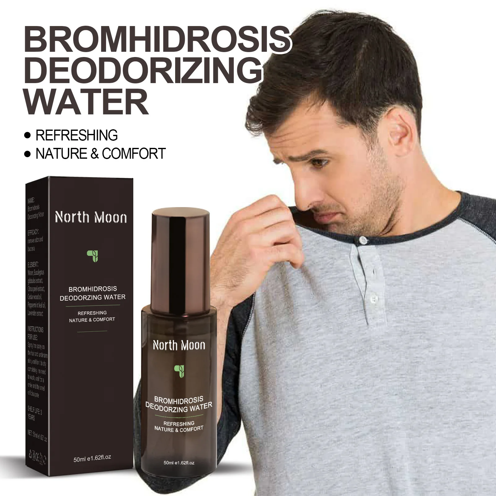 

Men's Bromhidrosis Deodorizing Water Natural Clean Armpit Odor Body Sweat Odor Long-Lasting Fragrance Refreshing Deodorant Spray