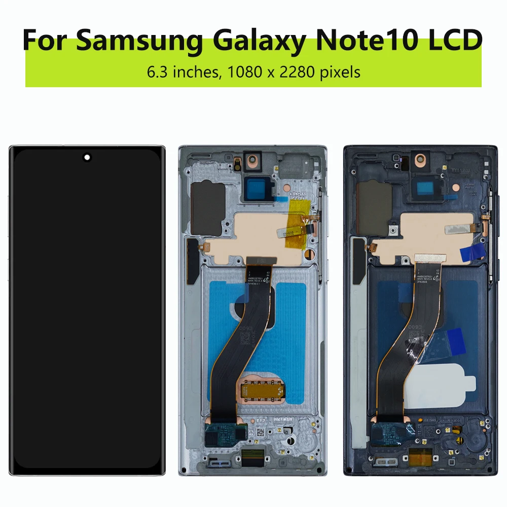 AMOLED Display For Samsung Galaxy Note 10 N970F N970 N9700 LCD With Frame Touch Screen Digitizer Assembly Replacement