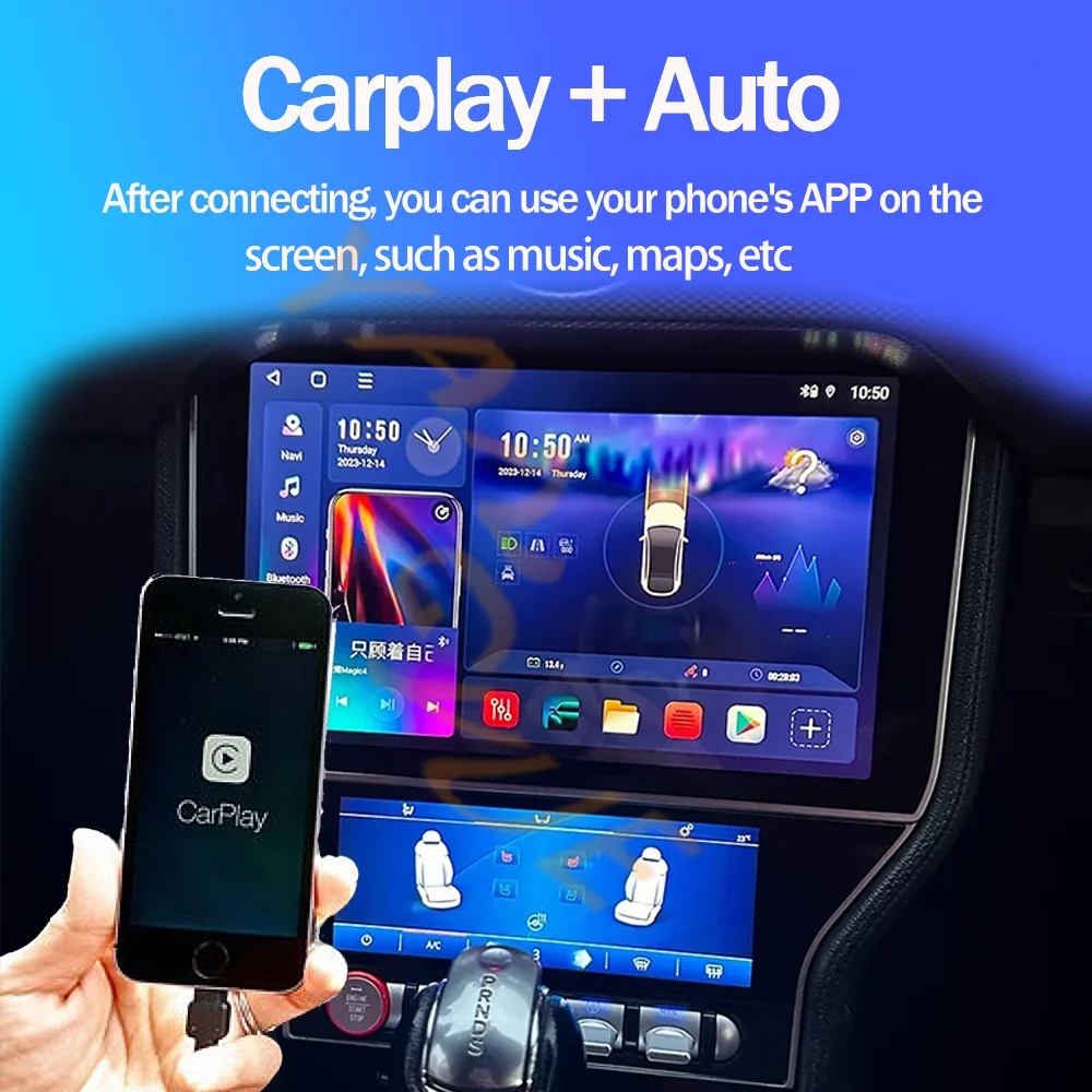 ل فورد موستانج S550 2014-2021 أندرويد 13 8G256G الوسائط المتعددة مشغل ديفيدي Carplay نظام تحديد المواقع والملاحة شاشة تعمل باللمس راديو السيارة