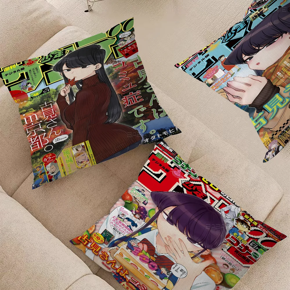 Anime Komi San Can't Communicate Pillow Gift Home Office Decoration Bedroom Sofa Car Cushion Cover Case 45x45