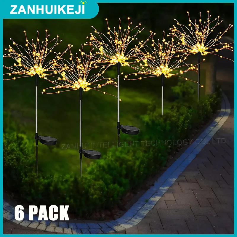 

6PACK solar Led Light Outdoor Waterproof Globe Dandelion Flash String Fairy lights 120/150 LED Garden Lawn Holiday Light 8 MODE