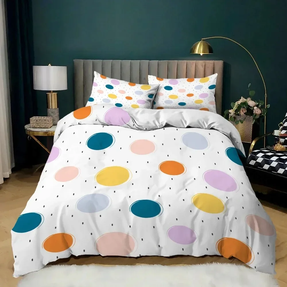 Fashion Colourful Dots Butterflys Duvet Cover Cartoon Pattern Bedding Set Comforter Linen Pillowcases Single Double Queen