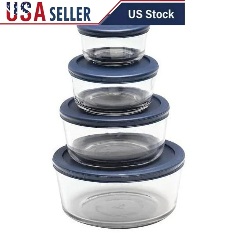

Glass Food Storage Containers 8 Piece Set Stackable Microwave Safe BPA Free with Lids Dishwasher Safe Home Organization