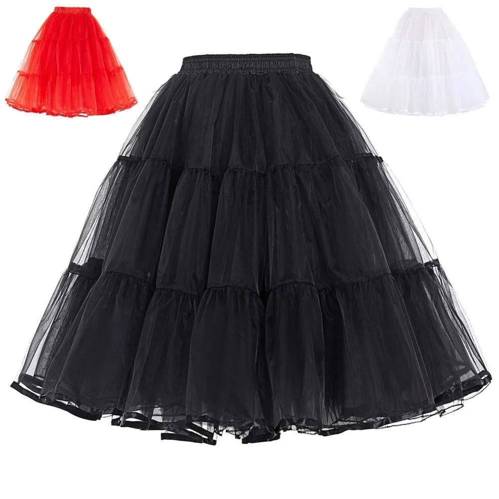 Summer Petticoats Puffy Organza Skirt Retro Vintage Dress Underskirts Women Hoops Plus Size Dance Crinoline Petticoat White