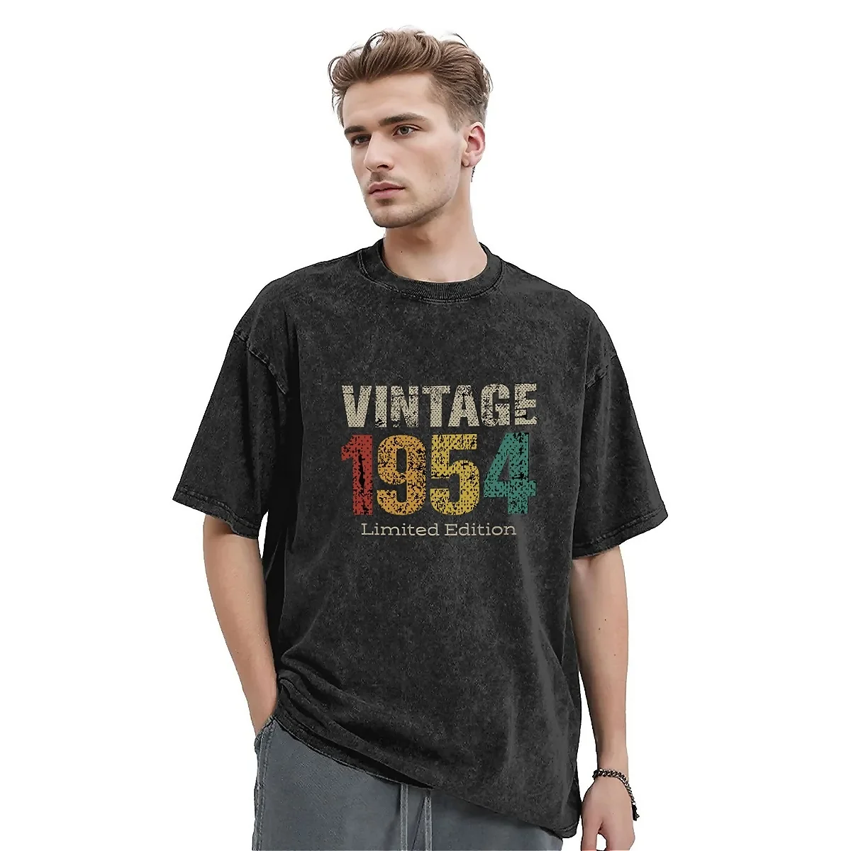 Vintage 1954 Washed T Shirt Male 65th Birthday Gifts Vintage T Shirts Summer Crewneck Harajuku Tee Shirt Custom Oversized Tops