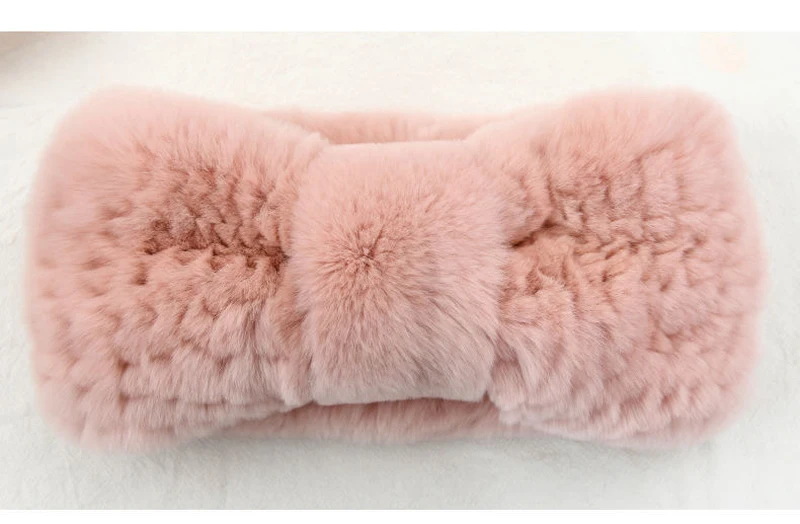 Luxuriöses Winter-Stirnband für Damen aus 100% Rex-Kaninchenfell, Elastisches Haarband aus Echtfell, Hochwertige Mode-Accessoires – Detail 6