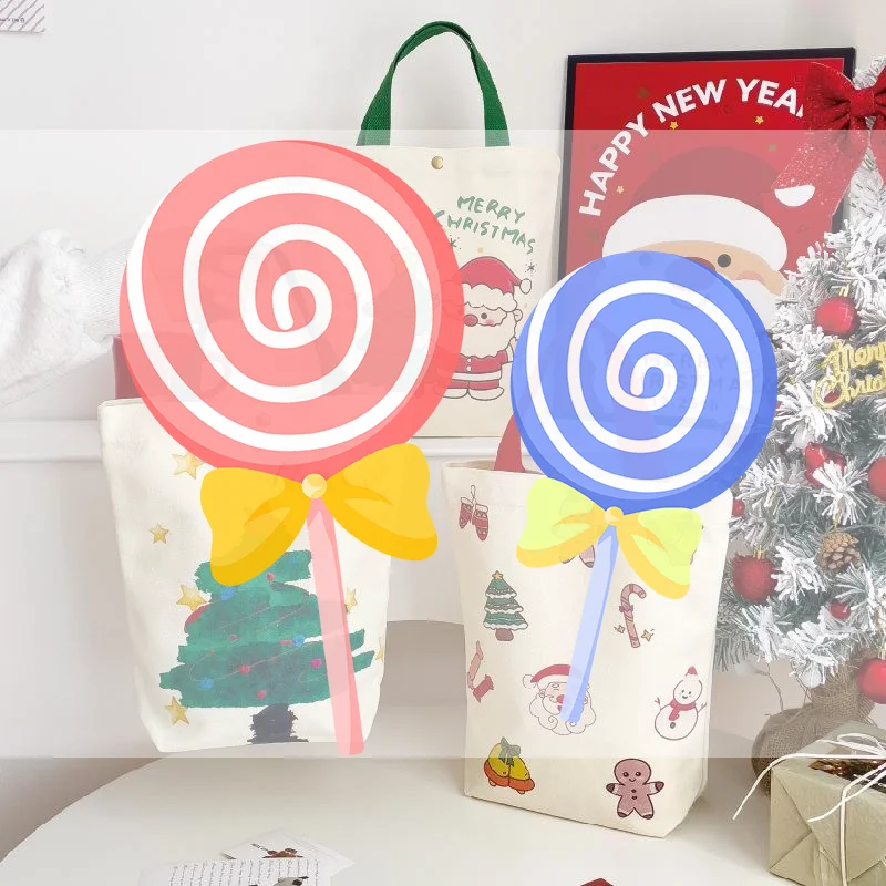 Christmas Holiday Gift Bag Handheld Cotton Linen Santa Tree Pattern for Thanksgiving Xmas Party Favors Decor 2026