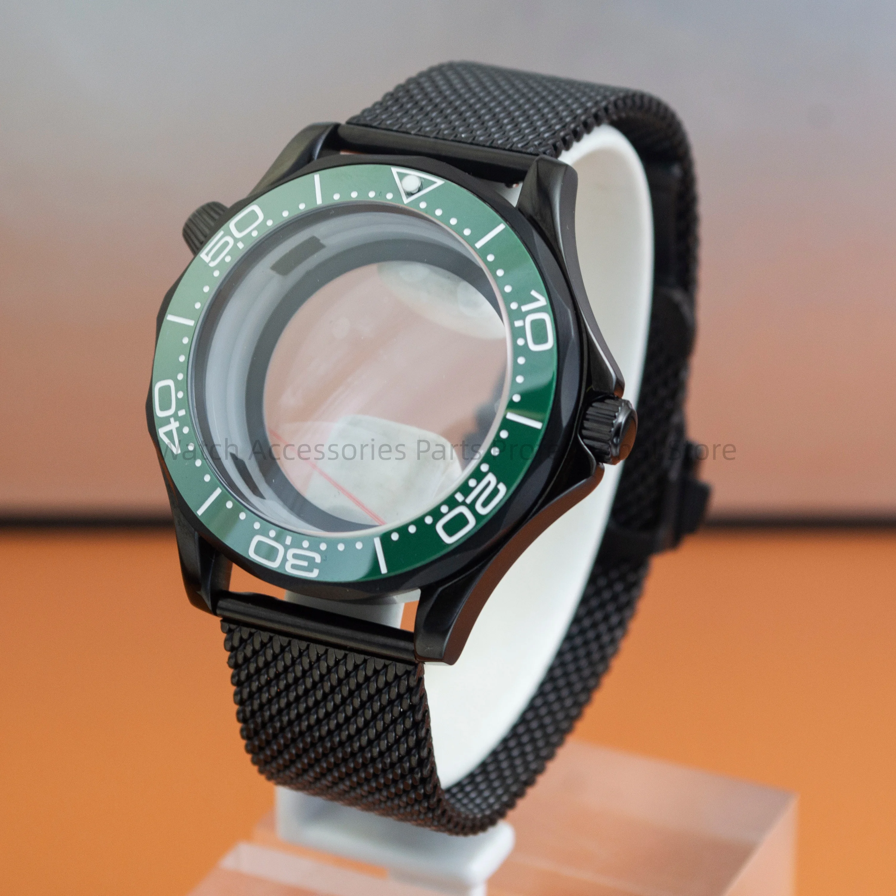 Black Watch Case Strap 10ATM Waterproof Watch Case For Seamaster 300 Case Stainless Steel fit NH35 NH36 Movement NH35 Watch Case