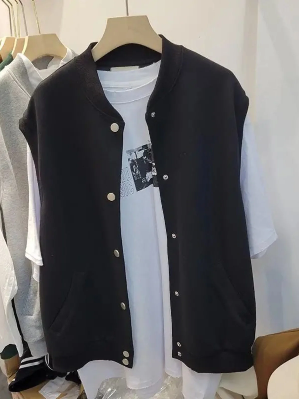 

Большой размер 300, жилет с воротником-стойкой, верхняя одежда, весенне-осенний свободный утягивающий универсальный жилет с подкладкой, топ