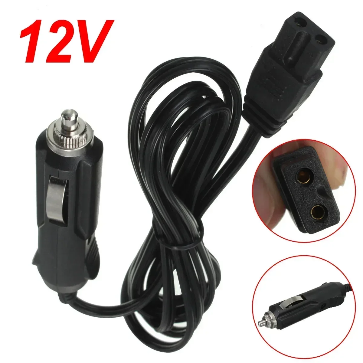 Replacement Car Cooler Cool Box Mini Fridge 2m DC 12V 2 Pin Lead Cable Plug Wire Bumper Cigar Lighter Plug for Going Out