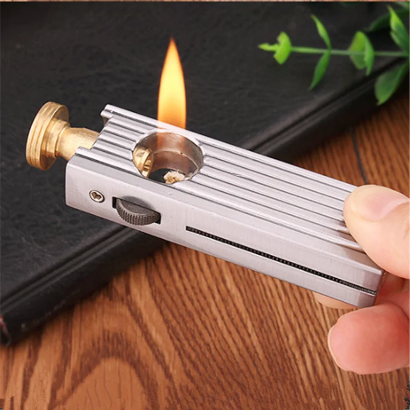 HOT Retro Horizontal Pull Type Pure Copper Horizontal Two-Way Grinding Wheel Ignition Oil Lighter Smoking Accessories Gadgets