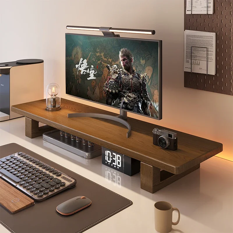 Solid wood desktop computer monitor heightening rack desktop storage rack walnut bracket desk