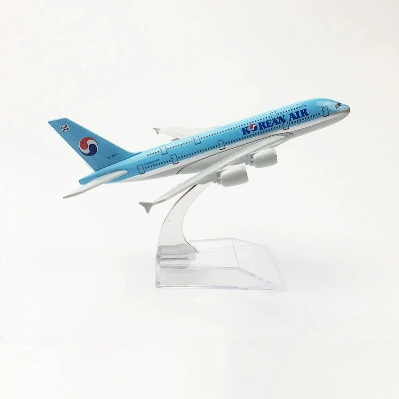 16CM Air-bus 380 Korean Airways A380 Plane Model Diecast Alloy Airplane Model Kit With Stand For Aviation Enthusiast Gift Or Pla