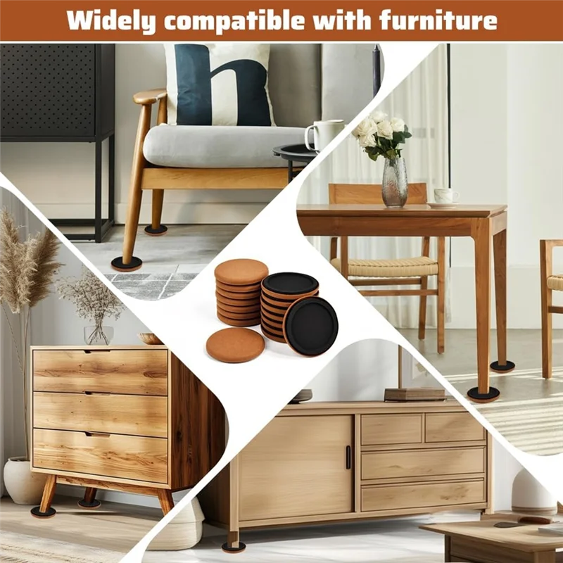 A01F-Furniture Glides 16 unidades para móveis pesados sentimentos de feltro redondos de 89 mm e protetores de piso Eva