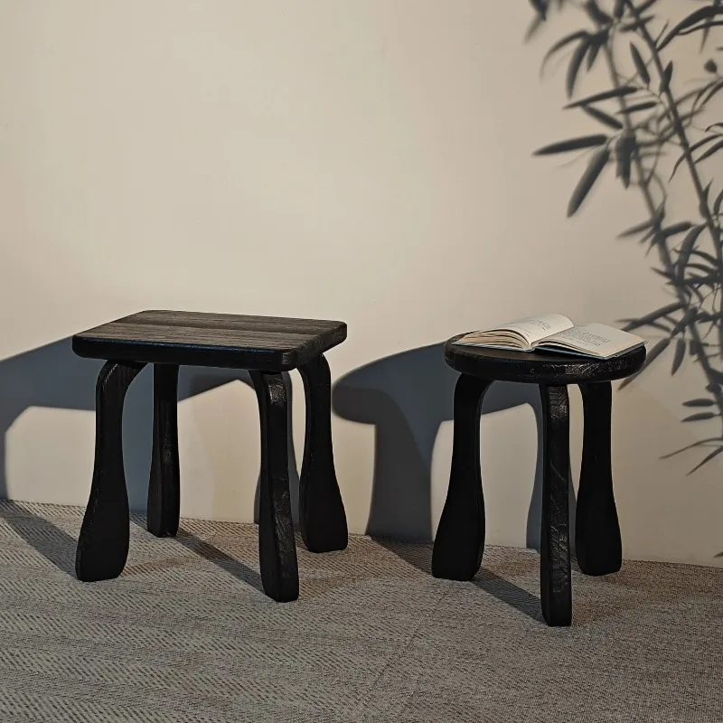 Mid-Century Wooden Vanity Stool for Bedroom Makeup Seat Multipurpose Dining Bench Balcony Display