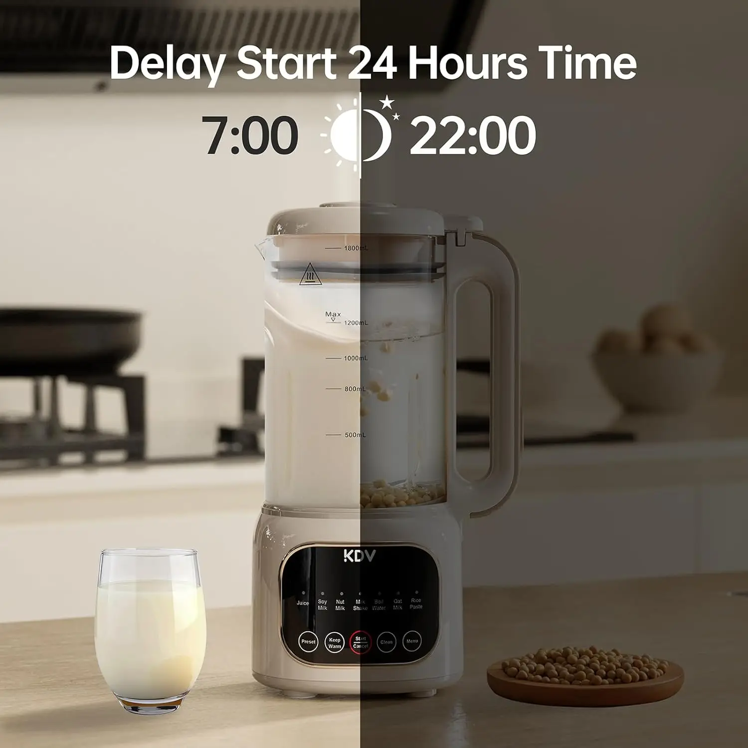 8 in 1 อัตโนมัตินมถั่วเครื่องทํา,40oz นมถั่วเหลืองเครื่องปั่นสําหรับอัลมอนด์,ข้าวโอ๊ต,มะพร้าว, พืช-จากการลงทุน & Non-Dairy Milks/Beve